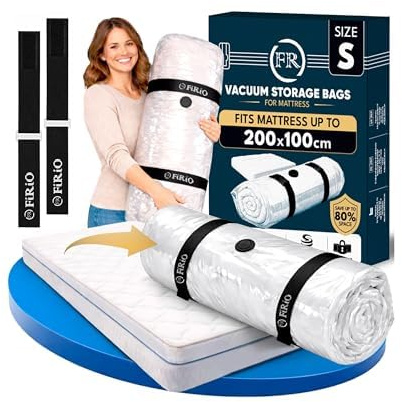 FiRiO Vakuumbeutel für Matratzen bis 200x100cm (Beutelgröße: 240x130cm) I Matratzen Vakuumbeutel für Schaumstoff-, Gel- & Latexmatratzen I Mattress Vacuum Bag I Vakuumbeutel Matratze vakuumieren