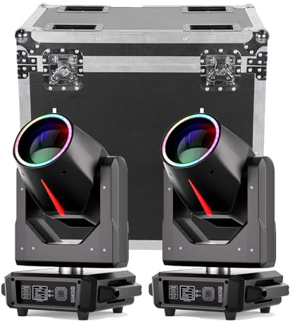 Cabeza Movil LED 380W con Flightcase Luz de escenario RGBW Beam 14 Gobos 15 Colores DMX Luces para Discoteca DJ Fiestas Bar Iluminación