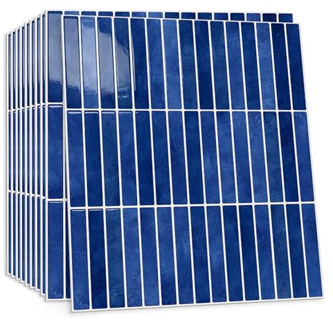 CHDITB 10 Sheets 2D Blue Peel and Stick Tile Kitchen Stick On Tile Bathroom