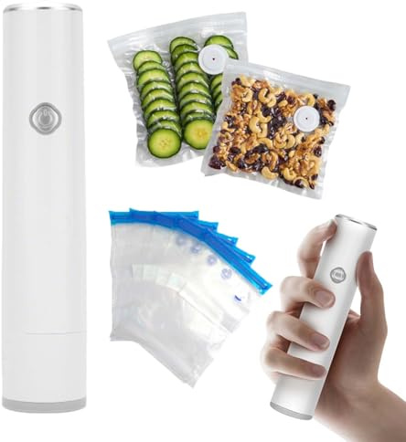 Chef Preserve - Pompe à Vide Alimentaire, Chef Preserve Sous Vide, Machine De Mise Sous Vide, Portable, Vide En Moins De 5 Secondes Conserve Longtemps Pour La Maison (1p+5 Sacs Réutilisables)