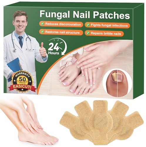 EASICUTI 50 PCS Fungal Nail Patches, Overnight Toenail Fungus Treatment Extra Strong, Fast-Acting Hydrogel Nail Repair for Damaged Nails, Gentle & Safe for Fingernail and Toenail Day Night Use