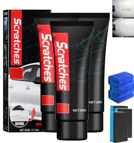 Glass Stovetop Scratch Repair Kit, Multipurpose Car Scratches Repairs Paste, with Sponge, Heavy Duty Cooktop Cleaner and Polish, for Car Paint, Glass, and Ceramic Surfaces (3pcs)