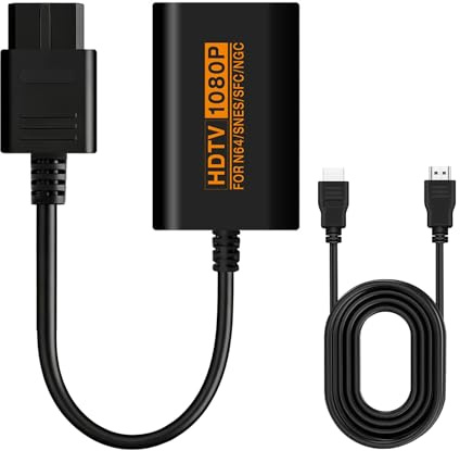 DUEQID N64 a HDMI Adapter HDMI Adapter 1080P VideoAudio-Wandler Kompatibel mit N64/SNES/SFC/NGC Konsole