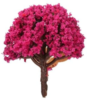 Landscape Greenery 5pcs Miniature Flower Tree Garden, 4cm Artificial Scenery Pink(Rose)