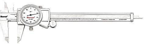 Starrett Dial Caliper with Adjustable Bezel and Fitted Case - White Face, 0-6 Range, -0.001 Accuracy, 001 Graduations - 3202-6