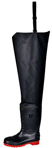 Portwest FW71 Steel PVC Waist Wader Waterproof Rubber Outsole Lightweight | Black, 9, S5 EN ISO 20345, CE Certified, Anti-Static Footwear, Slip Resistant, Flock Lined, Corporate