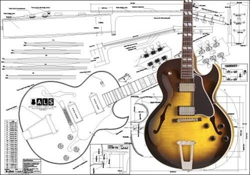 Plan von es-175 Archtop E-Gitarre – Full-Scale Print