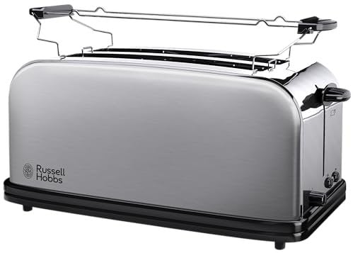 Russell Hobbs Tostapane, 4 fette, 2 fessure lunghe, Raccoglibriciole, Funzione High Lift per controllare tostatura, Griglia Scaldapanini, Brioche, Scongelamento, Dalla colazione alla Cena, 23610-56