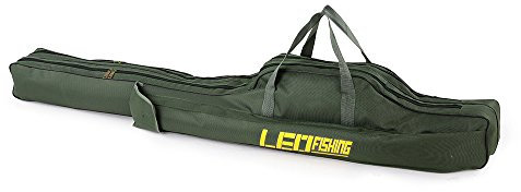 Lixada 100 cm / 150 cm Angeltasche, vielseitig einsetzbar, faltbar, Angelrutentasche mit Reißverschluss (Dunkelgrün, 150 cm)