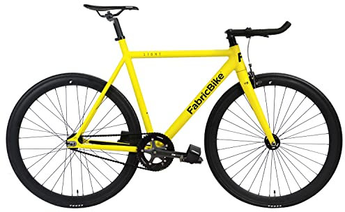 FabricBike Light - Fixed Gear Fahrrad, Single Speed Fixie Starre Nabe, Aluminium Rahmen und Gabel, Räder 28, 4 Farben, 3 Größen, 9.45 kg (Größe M) (M-54cm, Light Matte Yellow)