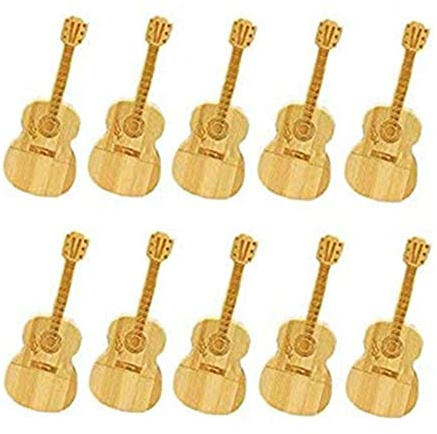 Anloter 10 x Holz-Gitarren-USB-Stick, USB 2.0, High-Speed-Speicherstick (4 GB)
