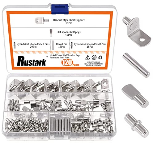 Rustark Lot de 120 chevilles pour étagère 4 styles plaquées nickel