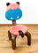 livasia Kinderstuhl mit lustigen Motiven, Kinderhocker, Massivholzstuhl für Kinder (Nilpferd)