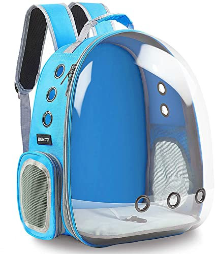 BEIKOTT Katzenrucksack Tragetasche, Hunderucksack, Haustier-Rucksack für kleine Katzen, Welpen, Hunde, Hase, von Fluggesellschaften zugelassen, belüftet, transparenter Kapselrucksack für Reisen,
