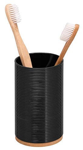 bremermann Gobelet Segno en Bambou et Plastique // Porte-ustensiles // Gobelet de Bain de Bouche (Noir)
