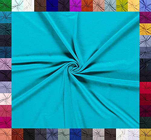 0,5m Baumwoll-Jersey uni 8% Elasthan Baumwollstoff elastisch Meterware Jersey-Stoff Oeko-Tex Kl 1, Farbe:aquablau