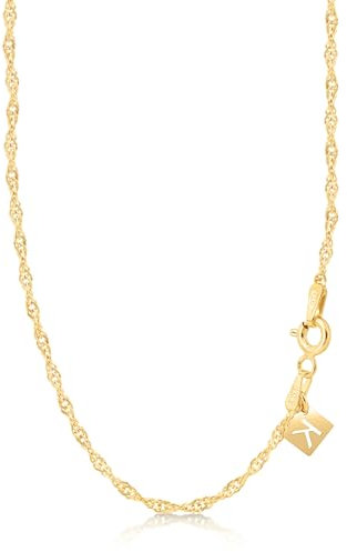 Gold Plated Sterling Silver Singapore Twisted Curb Chain Italian 2mm 18 inch