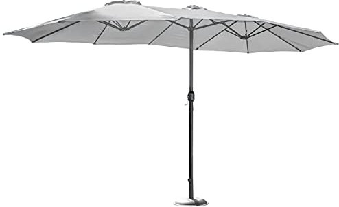 Harrier 4.6m Double Sided Parasols - Garden Parasols with Optional Parasol Cover & Parasol Base Weights | White, Black or Grey Parasol | Large Garden Parasol (Parasol + Cover + 20kg Round Base, Grey)