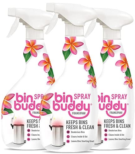 Bin Buddy Bin Freshening Frangipani Spray, 500ml, Pack of 3, Kills Germs, Leaves Your Bin Smelling Great - Suitable for Indoor and Outdoor Bins