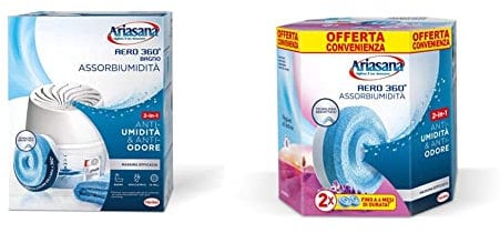 Ariasana Aero 360° Bagno Kit assorbiumidità, Deumidificatore bagno non elettrico & Aero 360° Ricarica TAB Lavanda per dispositivo Aero 360°