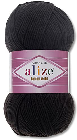 Alize 100 g Cotton Gold Premium Wolle in 59 Sommerwolle Garn Stricken Amigurumi (60 | Schwarz)