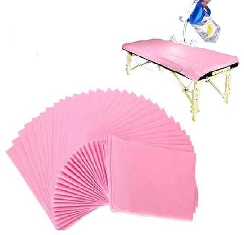 180 * 80 cm Einweg Wasserdichtes Bettlaken, Ölbeständig Hygienische Massage Vliesstoff Massageliegen Bezug, für Massagetische Betten in Krankenhäusern oder Schönheitssalons, 10 Stück(pink)