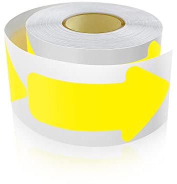 Meitaat 200 Stück Pfeil Aufkleber 5 x 10 cm Pfeile Bodenmarkierung Rolle Selbstklebend Boden Sticker Wetterfest Fluoreszierende Gelb