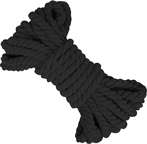 LEREATI 8mm Macrame Cord 10m Thick Macrame Rope Soft Cotton Rope, Natural Cotton Twine String for Macrame Plant Hanger, Wall Hanging, Knitting, DIY Crafts, Gardening, Decoration (Dark Grey)