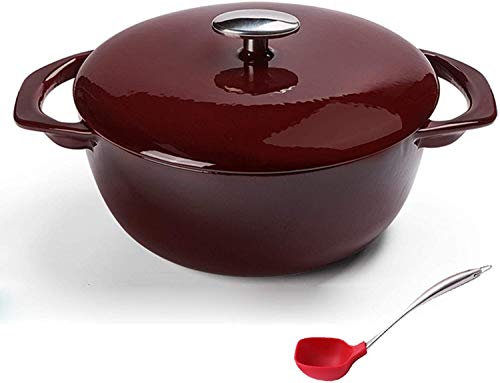 Casserole Dishes with Lids Nonstick Enamel Cookware Crock Pot, Enameled Cast Iron Dutch Oven with Lid (Red)