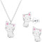 JAYARE Kinder Schmuckset Mädchen - Katze Kätzchen - Halskette und Ohrringe - Kette Silber 925 mit Anhänger und Ohrstecker