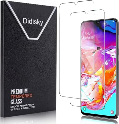 Didisky 2 Stück Schutzfolie Kompatibel mit Samsung Galaxy A70, 9H Hartglas, Keine Blasen, High Definition Schutzfolie, Einfach anzuwenden, Fall-freundlich