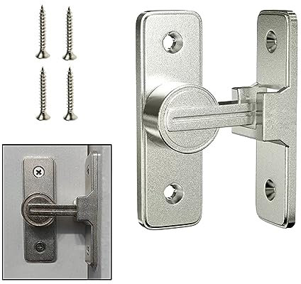 Barn Door Lock Hardware, 90 Degree Heavy Duty Gate Latches Flip Latch Safety Door Bolt Latch Lock, Barn Sliding Door Latch Lock Suitable for Garden, Bathroom, Outdoor, Garage, Window(Nickel)