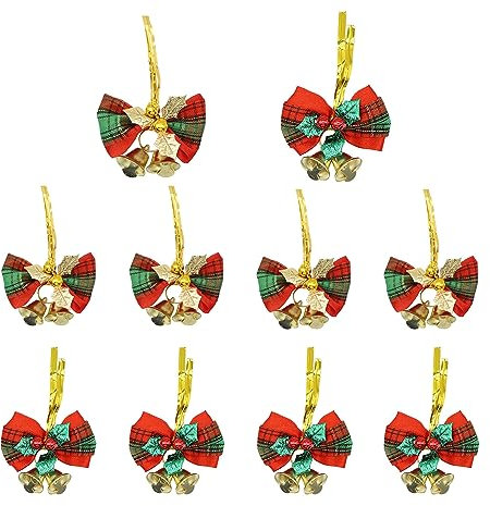 Christmas Bow with Bells 10 Pcs Xmas Wreaths Bows Mini Christmas Tree Bows Decorative Bow Hanging Decorations Ornaments New Year Festival for Xmas Tree Decorations Gift Decor Y7LDHDJ (A)