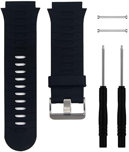 INF Armband für Garmin Forerunner 920XT Silikon Schwarz, kompatibles Ersatzarmband leicht weich flexibel mit Belüftungslöchern verstellbar für Handgelenk einfach zu wechseln inkl Schrauben Schraubendr