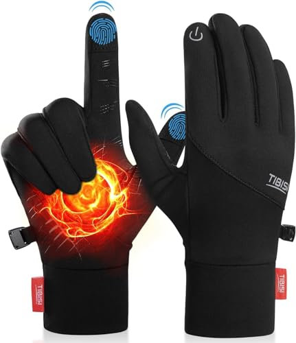 Ruixue Thermo Handschuhe Herren Damen - Winter Warme Beheizbare Winterhandschuhe FahrradHandschuhe Skihandschuhe, Winddichte Sporthandschuhe für Laufen, Fahren, Radfahren, Wandern (Schwarz-ST002, S)