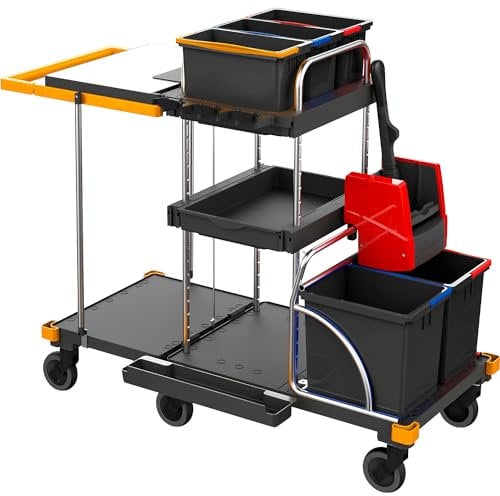 Vermop | Reinigungswagen Equipe | LxBxH 1410 x 620 x 1140 mm | mit klappbarer Entsorgungseinheit