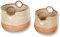 Terra Home 2er Set Aufbewahrungskörbe - stapelbar, Seegrass, rund, Ø 42 cm & 34 cm, geflochten, dekorativ, mit Henkel - Korb für Aufbewahrung, Spielzeug, Kinderzimmer, Wohnzimmer, Badezimmer (orange)