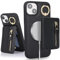 SailorTech for iPhone 14 Phone Case with Card Holder, Cover for iPhone 14 Case Magsafe Ring Stand with Kickstand Card Slots Wallet Detachable 2-in-1 Zipper Case - Black