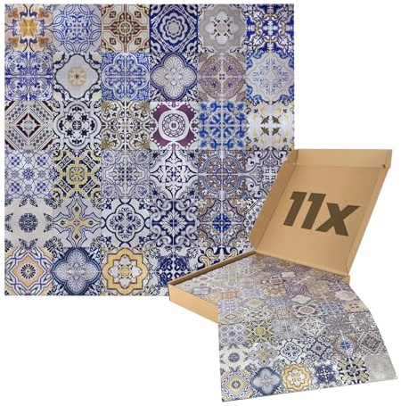 Dalsys 11x Wandpaneele selbstklebend, Mosaikfliesen mit Lissabon-Ornamenten | 1m² Wandverkleidung feuchtigskeitsbeständig, Premium Qualität für Bad und Küche