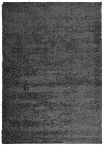 vidaXL Teppich Shaggy Hochflor, Bodenteppich Weich Flauschig, Flächenteppich für Wohnzimmer Schlafzimmer Flur, Flurteppich Hochflorteppich, Modern, Anthrazit 160x230cm