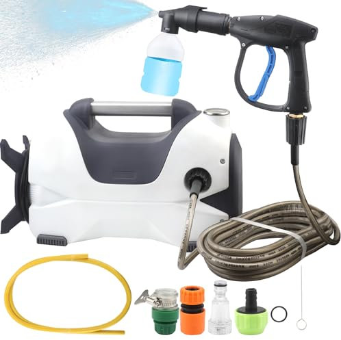 Idropulitrice elettrica 2400PSI 1.67GPM con tubo da 20FT, macchina portatile per la pulizia a pressione con 5 diverse punte di pressione, cannone a schiuma e pistola a spruzzo per auto (1523 PSI)