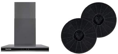 Russell Hobbs RHGCH603DS 60cm T-Shaped Chimney Cooker Hood, Dark Steel + Russell Hobbs 2x Carbon Filters for Cooker Hoods