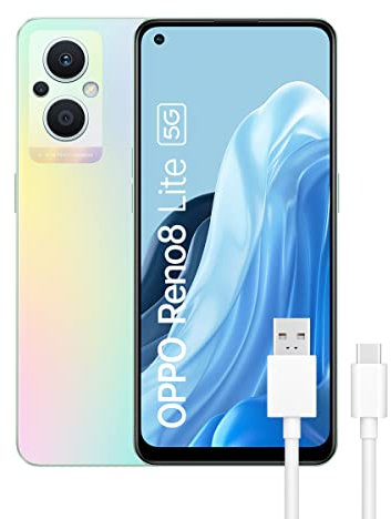 OPPO Reno 8 Lite 5G - Telefono cellulare libero, 8GB+128GB, fotocamera 64+2+2+16MP, Smartphone Android, Batteria 4500mAh, Ricarica Rapida 33W, Dual SIM - Rainbow (Ricondizionato)