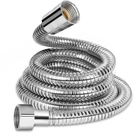 RUIXUE® Manguera ducha 1.5m, Acero inoxidable Flexo ducha,tamaño de conexión universal G de ½, Flexible y resistente a los pliegues (Plata-Acr Inox, 1.50m)