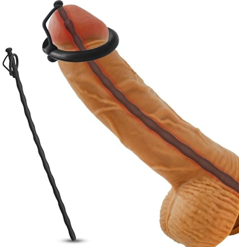 Dilator Harnröhre Hohl Silikon,350mm Katheter Harnröhre Mann Penis Plug,mit Stecker und Fester Eichelring Penisring Cockring,SM Harnröhren Dilatatoren Männer Masturbieren (L)