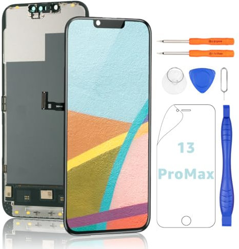 Yodoit for iPhone 13 Pro Max Screen Replacement Kit 6.7 Inch LCD Display FHD Touch Digitizer with Repair Tool Kit, Protective Film, Compatible with Model A2484, A2641, A2643, A2644, A2645