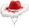 Sanfly Roter Cowgirl-Hut Aus Filz Flauschigem Federbesatz, Western-cowboyhut Für Partyzubehör, Festival, Weihnachten, Cosplay, Partyzubehör