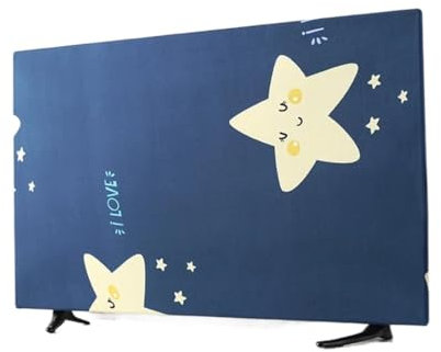 Cubierta decorativa para capó de 19 a 70 pulgadas, cubierta antipolvo para pantalla LCD, TV, PC, estrella, floral, universo, izquierdo, azul, gris, amarillo, blanco (azul, 19 pulgadas)