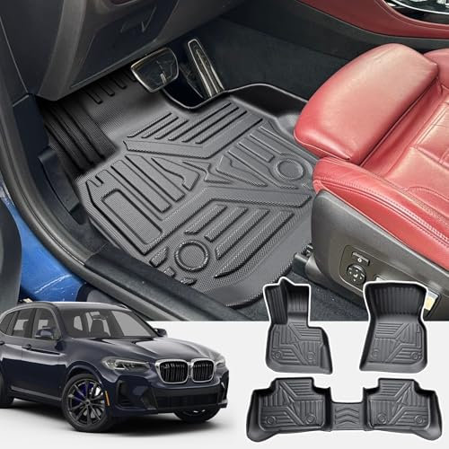 CDEFG Kompatibel mit BMW X3 G01 2017-2023 2024 Fußmatten, Fussmatten TPE Auto Wasserdicht Einfach zu Säubern Premium Allwetter Gummimatten vorn+hinten Matten X3 G01 Zubehör