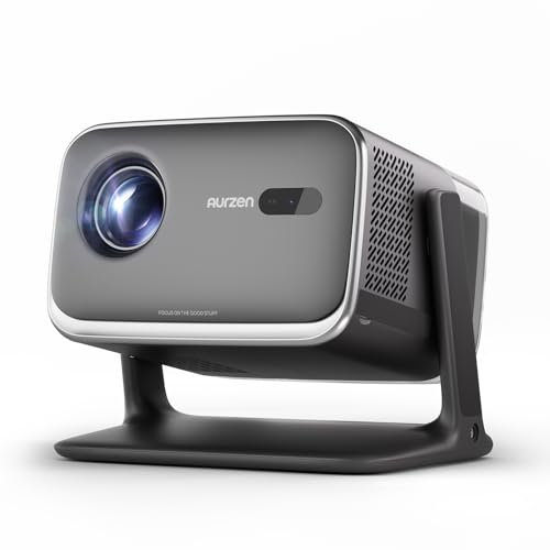 Aurzen BOOM mini Google TV Smart Projector with WiFi and Bluetooth, 4K Supported Outdoor & Home Movie Projector with 20W Speakers DoIby Audio, Real-Time Focus & Keystone, 500 ANSI Lumens, Black